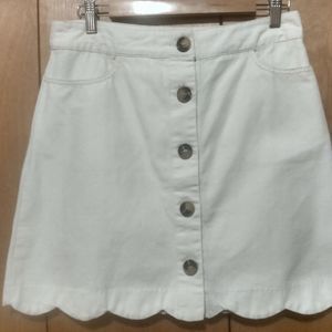 Mine Ivory Button Down 100% Cotton Mini Skirt (L) NWT